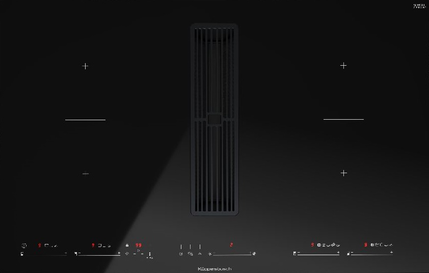 Индукционная варочная панель с вытяжкой   Фабрика KUPPERSBUSCH KMI 8590.0 SR Black Velvet 